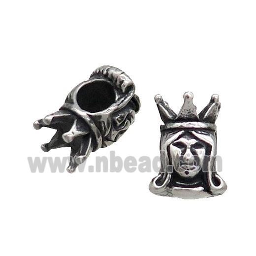 Stainless Steel Beads King Large Hole Antique Silver