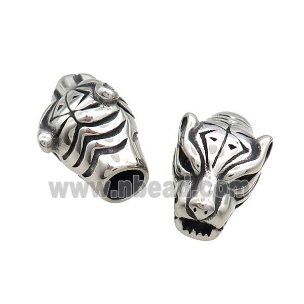 Stainless Steel Leopard Beads Large Hole Antique Silver