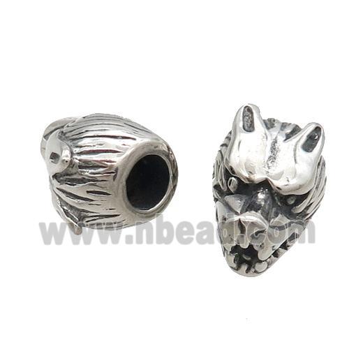 Stainless Steel Wolf Beads Antique Silver