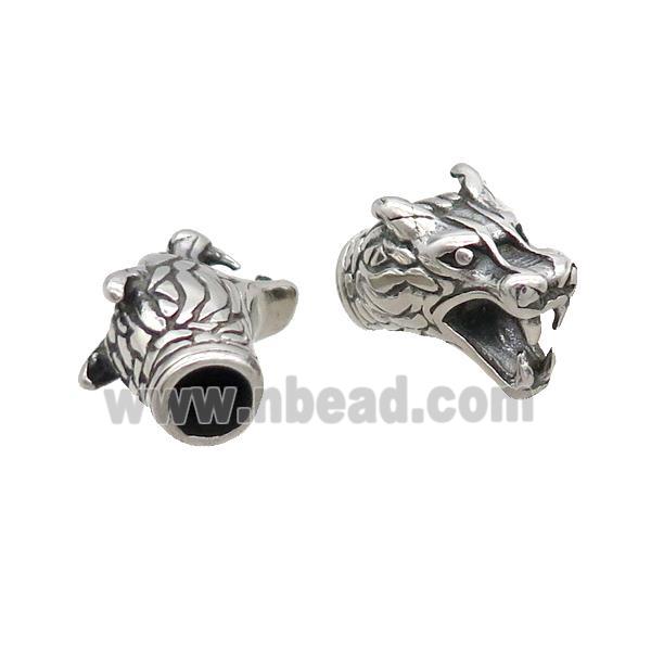 Stainless Steel Loong Beads Large Hole Antique Silver