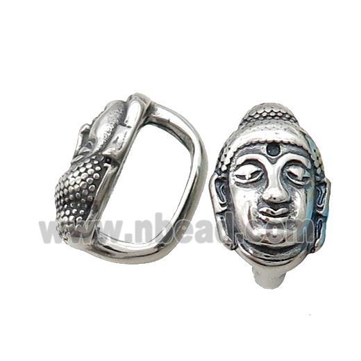 Stainless Steel Buddha Beads Large Hole Antique Silver