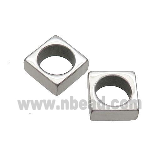 Raw Stainless Steel Square Beads Large Hole