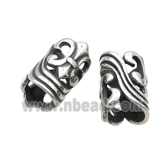 Stainless Steel Column Beads Antique SIlver