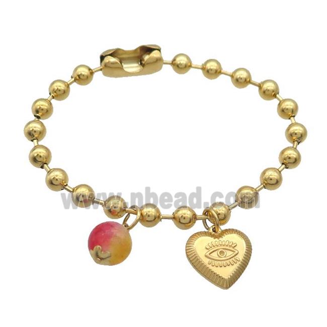 Stainless Steel Bracelet Heart Eye Gold Plated