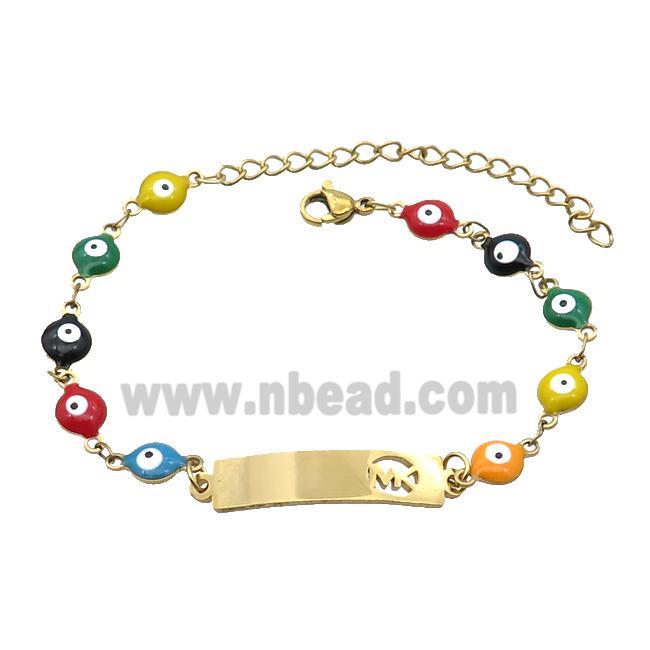 Stainless Steel Bracelets Evil Eye Multicolor Gold Plated