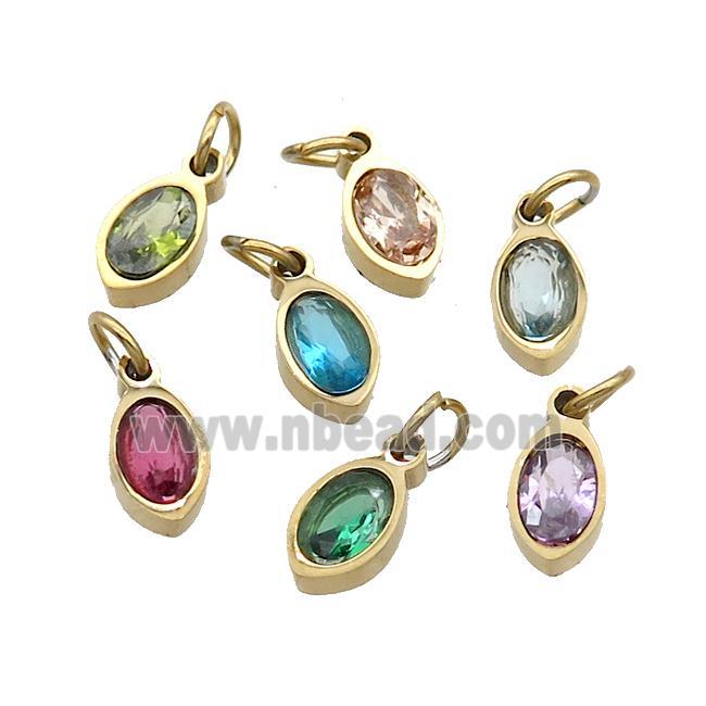 Stainless Steel Eye Pendant Pave Zircon Gold Plated Mixed