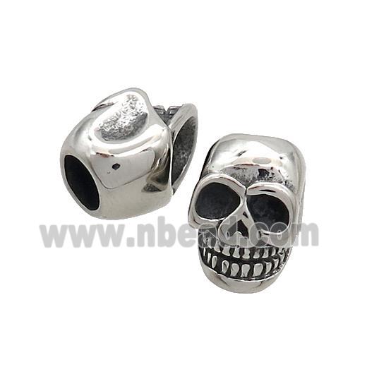 Stainless Steel Skull Beads Large Hole Antique Silver