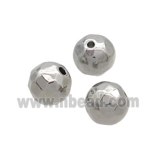 Raw Stainless Steel Round Beads Faceted