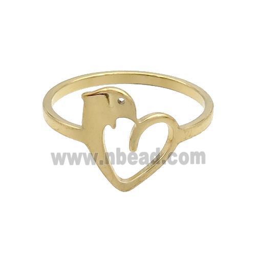 Stainless Steel Rings Dolphin Gold Plated