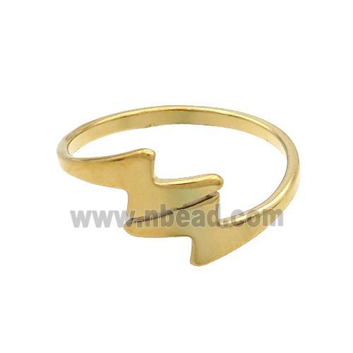 Stainless Steel Rings Lightning Sign Gold Plated