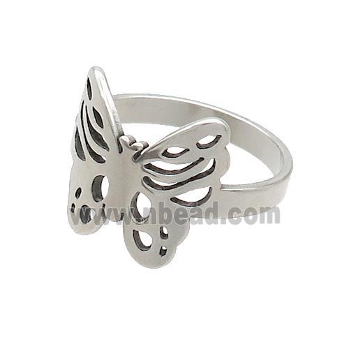 Raw Stainless Steel Rings Butterfly