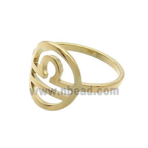 Stainless Steel Rings Zodiac Libra Gold Plated