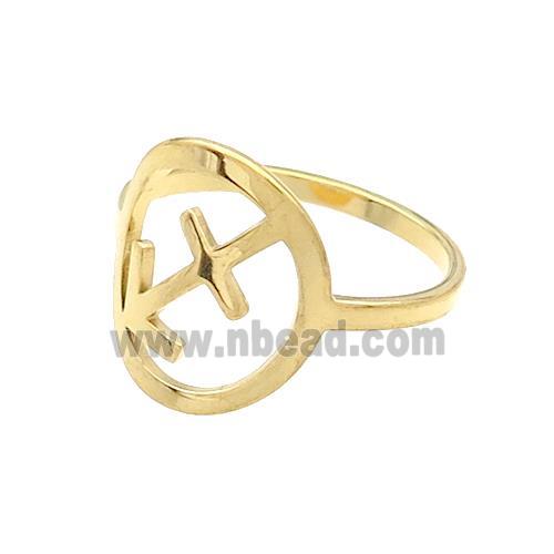 Stainless Steel Rings Zodiac Sagittarius Gold Plated