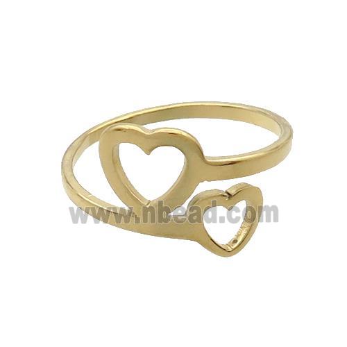 Stainless Steel Rings Heart Gold Plated