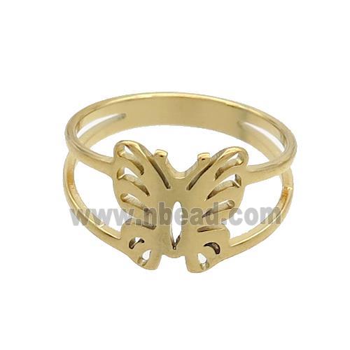 Stainless Steel Rings Butterfly Gold Plated