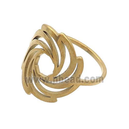 Stainless Steel Rings Hot Wheels Swirl Gold Plated