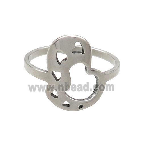 Raw Stainless Steel Rings Heart