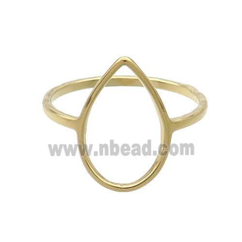 Stainless Steel Rings Teardrop Gold Plated