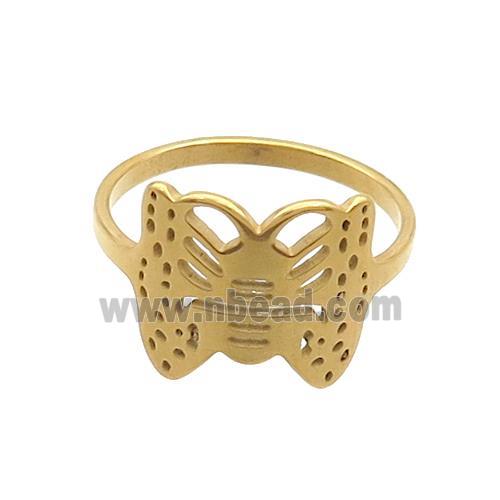 Stainless Steel Butterfly Rings Gold Plated