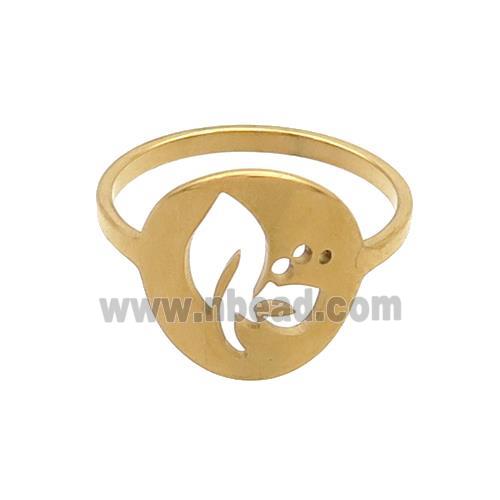 Stainless Steel Rings Flower Gold Plated