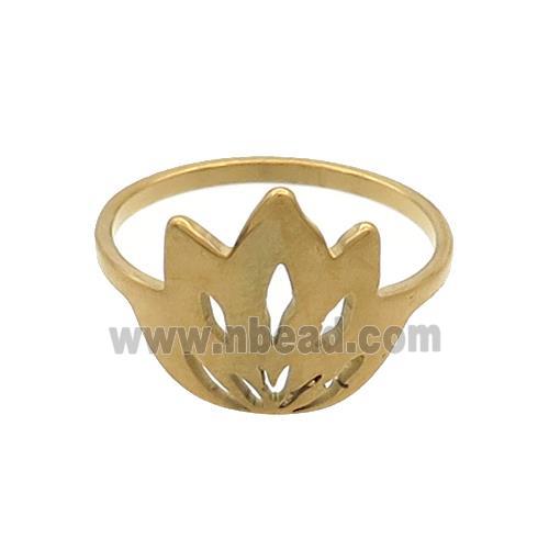 Stainless Steel Lotus Rings Gold Plated Flower