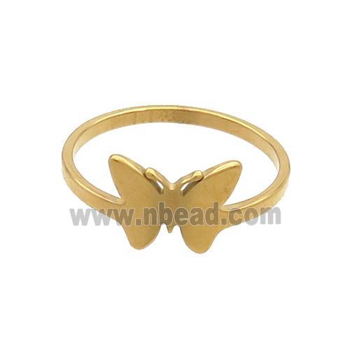 Stainless Steel Butterfly Rings Gold Plated