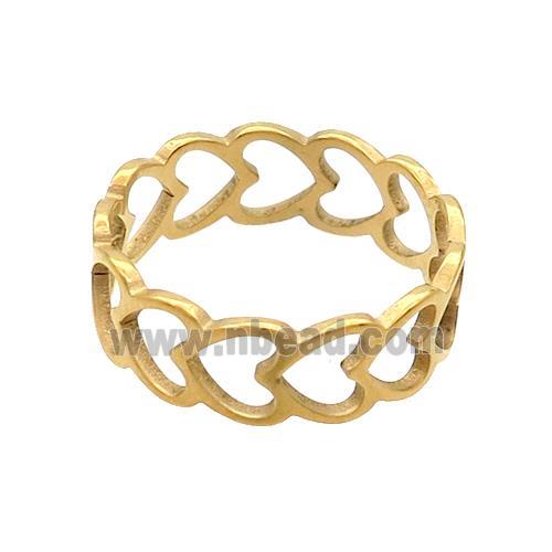 Stainless Steel Heart Rings Gold Plated