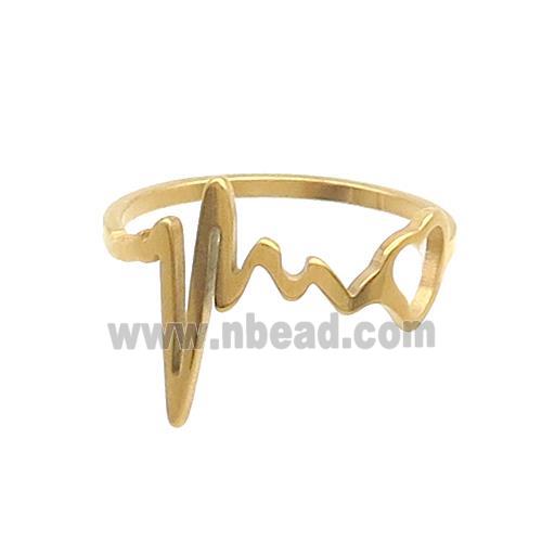 Stainless Steel Rings Heartbeat Gold Plated