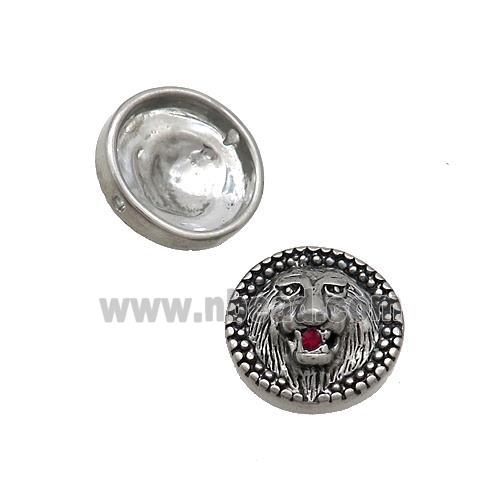 Stainless Steel Button Beads Lion Antiuqe Silver
