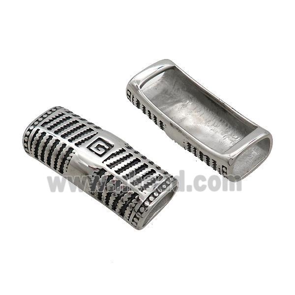 Stainless Steel Tube Beads Curved Large Hole Antique Silver