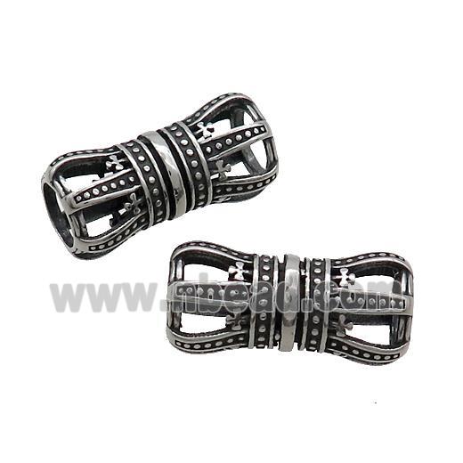 Stainless Steel Column Beads Tube Hollow Large Hole Antique Silver