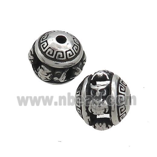Stainless Steel Round Beads Hollow Antique Silver