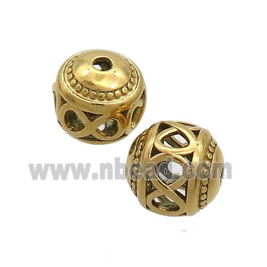 Stainless Steel Round Beads Infinity Hollow Gold Plated