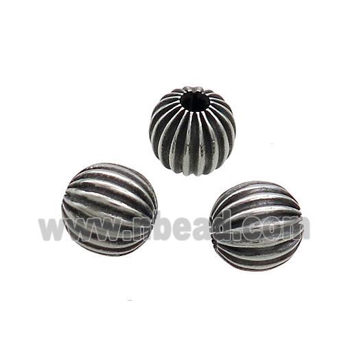 Stainless Steel Round Beads Large Hole Antieque Silver