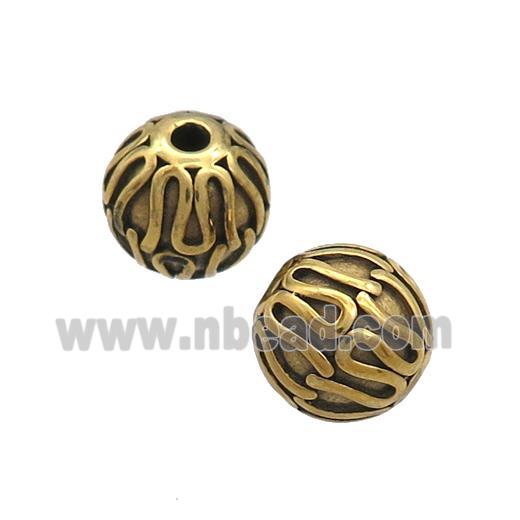 Stainless Steel Round Beads Antique Gold