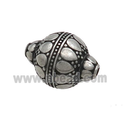 Stainless Steel Round Beads Large Hole Antique Silver