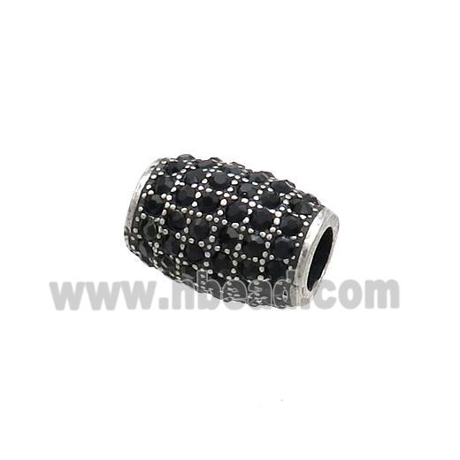 Stainless Steel Rice Beads Pave Rhinestone Antique Silver