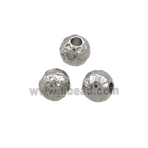 Raw Stainless Steel Round Beads Hammered
