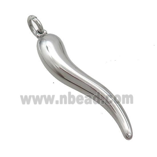 Raw Stainless Steel Horn Charms Pendant