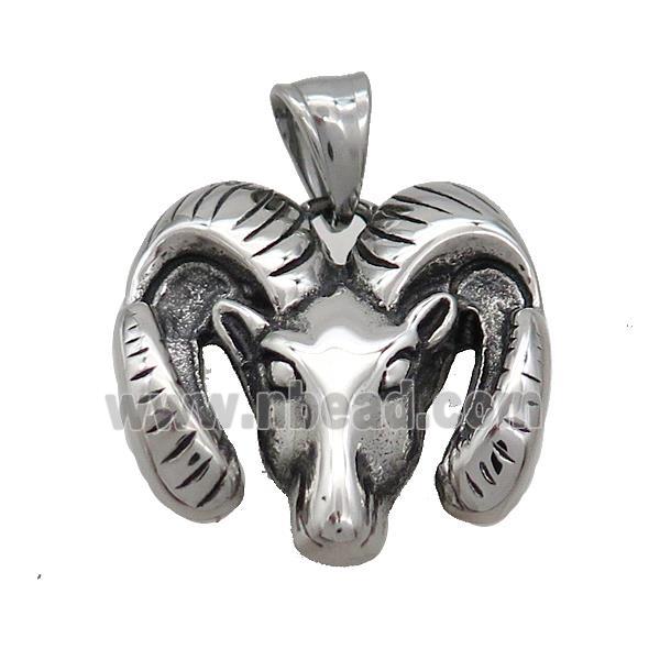 Stainless Steel Goat Head Charms Pendant Sheep Antique Silver