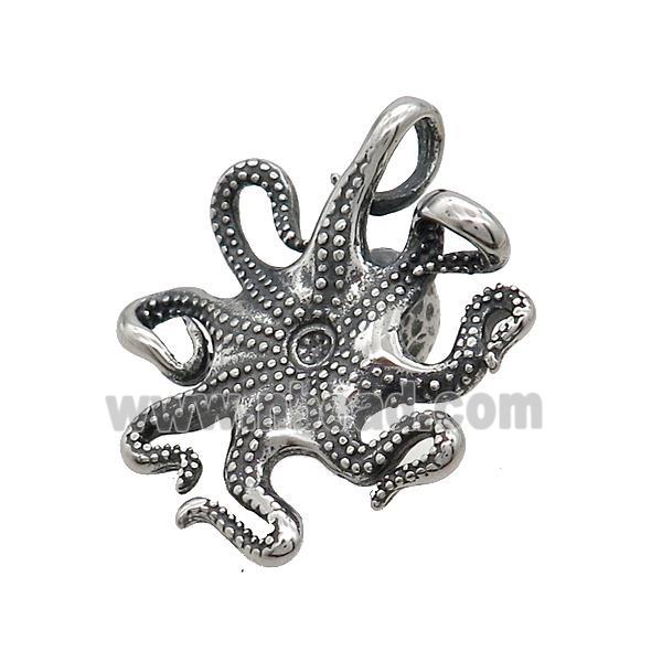 Stainless Steel Octopus Charms Pendant Antique Silver