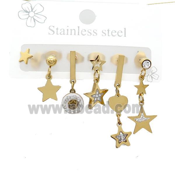 Stainless Steel Earrings Star Gold Plated