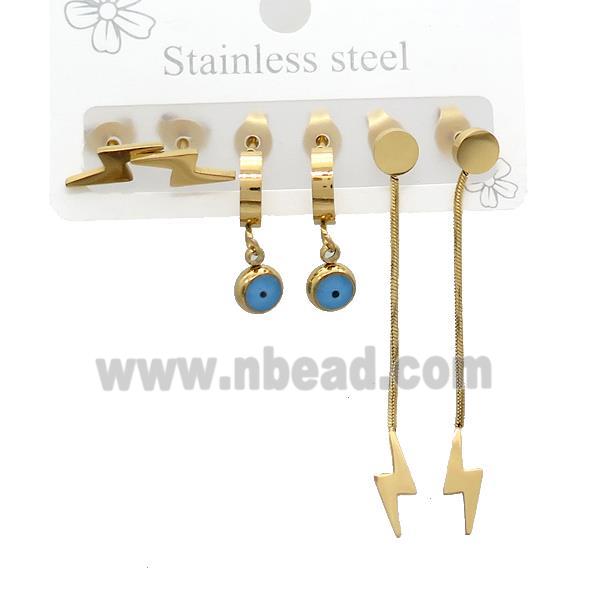 Stainless Steel Earrings Lightning Gold Plated