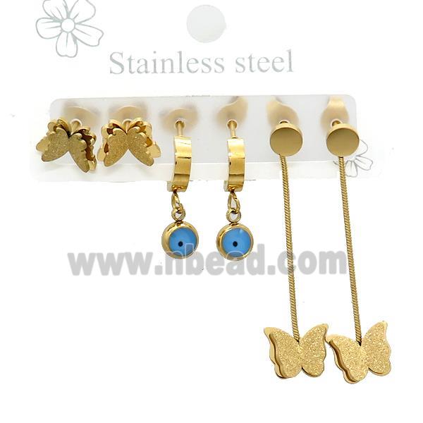 Stainless Steel Earrings Butterfly Gold Plated