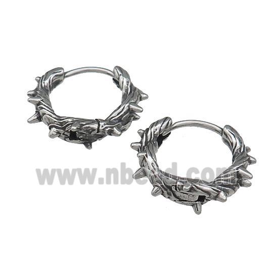 Stainless Steel Hoop Earrings Spike Antique Silver