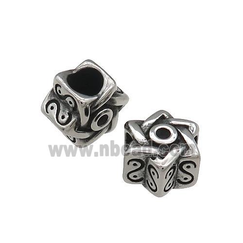 Stainless Steel Star Beads Large Hole Antique Silver