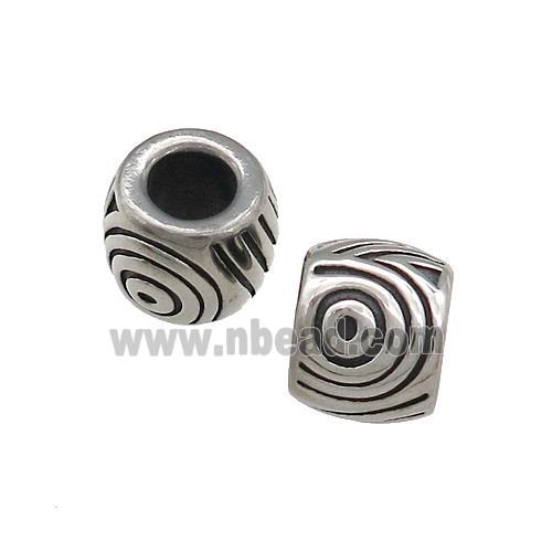 Stainless Steel Barrel Beads Large Hole Antique Silver
