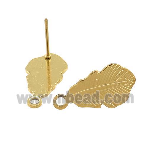 Leaf Stud Earrings Stainless Steel Gold Plated