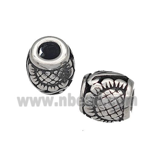 316 Stainless Steel Barrel Beads Sunflower Hollow Large Hole Antique silver