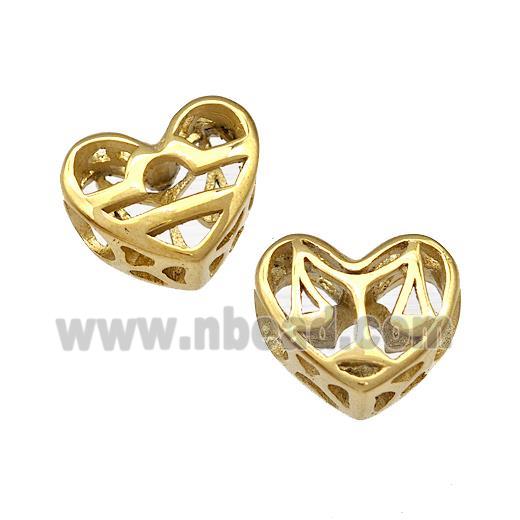 Stainless Steel Heart Beads Zodiac Libra Large Hole Hollow Gold Plated
